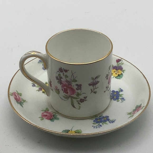 Crown Staffordshire England Roses and Pansies Demitasse Cup and Saucer - Picture 3 of 9